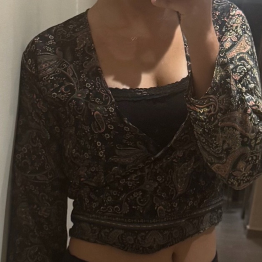 Black Paisley Wrap Blouse purchased in Greece!